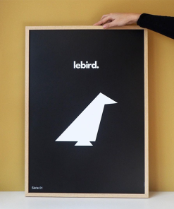 Affiche Noire lebird. Blanc 50x70cm