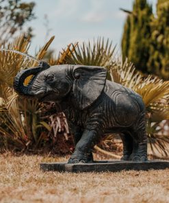 Outdoor statue elephant fountain black antique 107cm