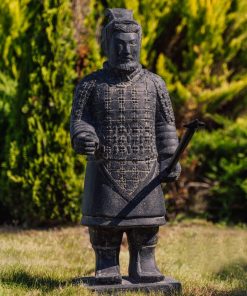 Xian estatua china guerrero con lanza negro jardín exterior 102 cm